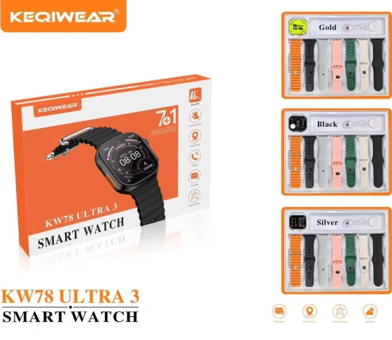 ساعت هوشمند KEQIWEAR مدل KW78 Ultra3 با ۷ بند