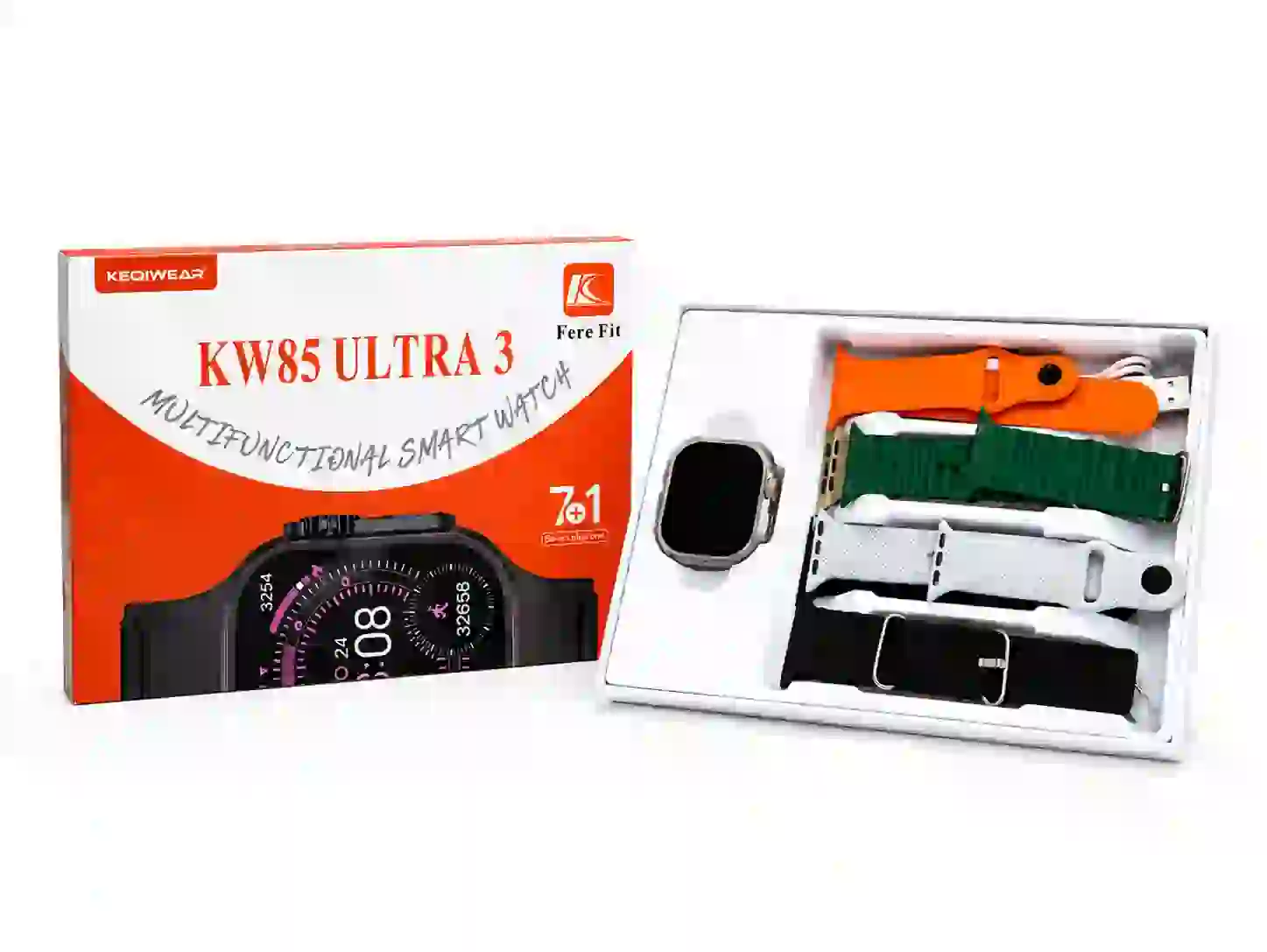 ساعت هوشمند کیوکر مدل KW85 Ultra3 با ۷ بند