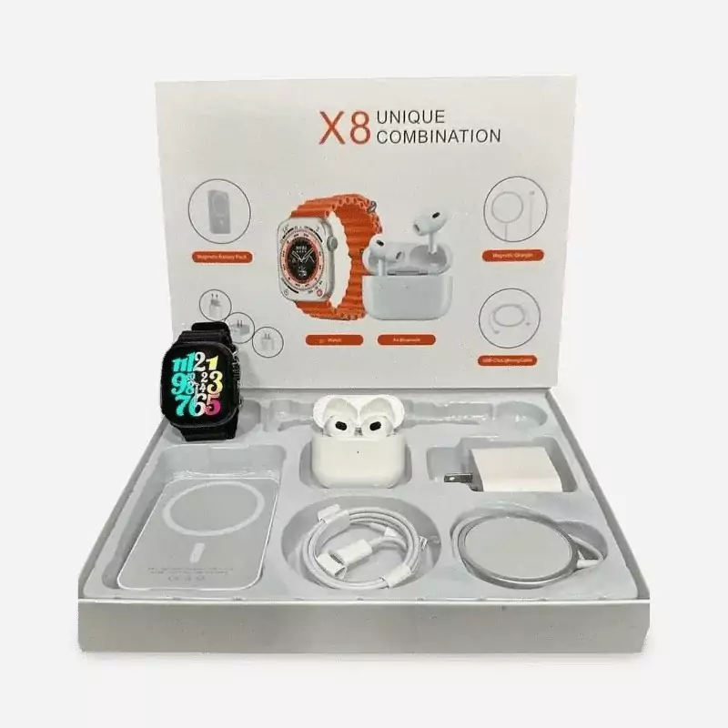 ساعت هوشمند X8 Unique combination + ( هدفون و شارژر وایرلس )